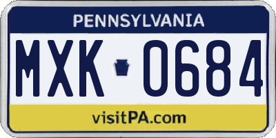 PA license plate MXK0684