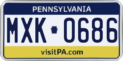 PA license plate MXK0686