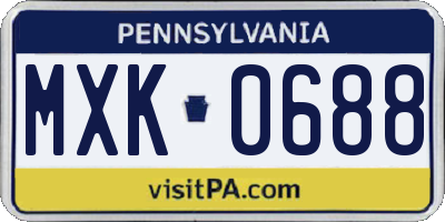 PA license plate MXK0688