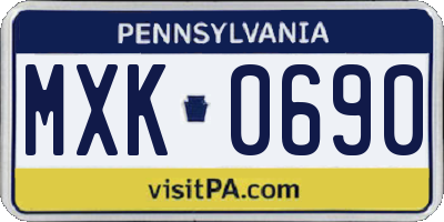 PA license plate MXK0690