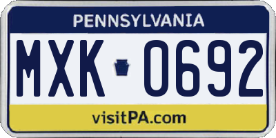 PA license plate MXK0692