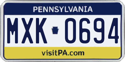 PA license plate MXK0694
