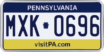 PA license plate MXK0696
