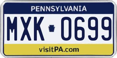 PA license plate MXK0699