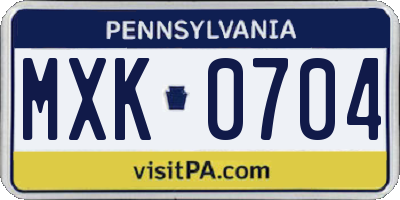 PA license plate MXK0704