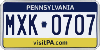 PA license plate MXK0707