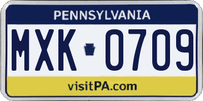 PA license plate MXK0709