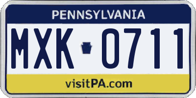 PA license plate MXK0711
