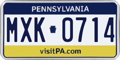 PA license plate MXK0714