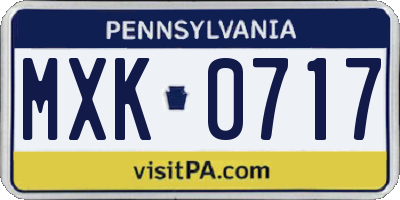 PA license plate MXK0717