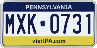 PA license plate MXK0731
