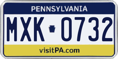 PA license plate MXK0732
