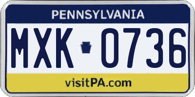 PA license plate MXK0736