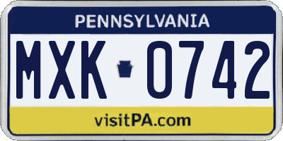 PA license plate MXK0742