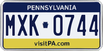 PA license plate MXK0744