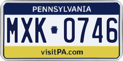 PA license plate MXK0746