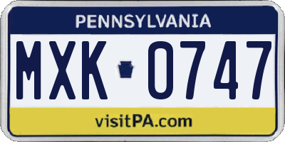PA license plate MXK0747