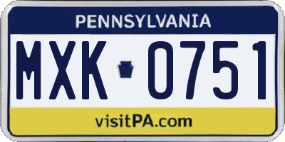 PA license plate MXK0751