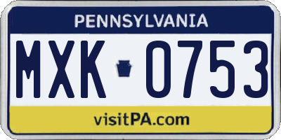 PA license plate MXK0753