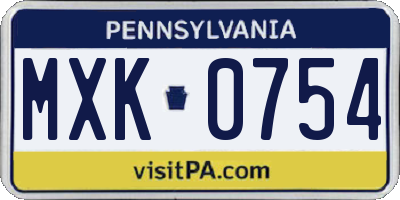 PA license plate MXK0754
