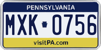 PA license plate MXK0756