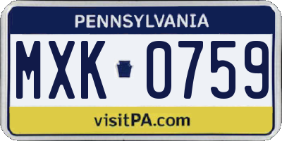 PA license plate MXK0759