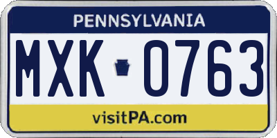 PA license plate MXK0763