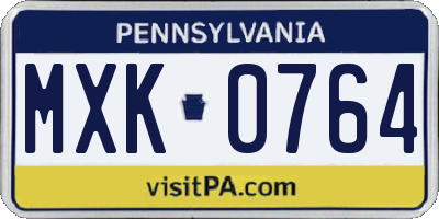PA license plate MXK0764