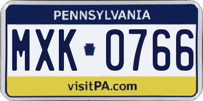 PA license plate MXK0766