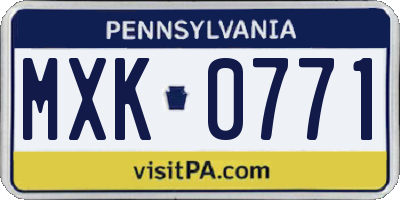 PA license plate MXK0771