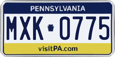 PA license plate MXK0775