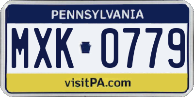 PA license plate MXK0779