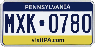 PA license plate MXK0780