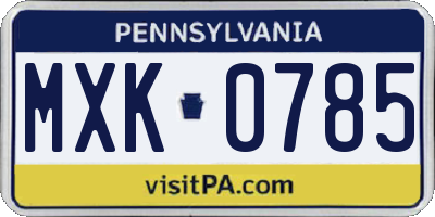 PA license plate MXK0785
