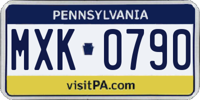 PA license plate MXK0790