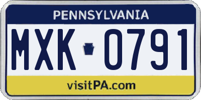 PA license plate MXK0791