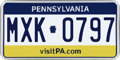 PA license plate MXK0797