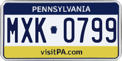 PA license plate MXK0799
