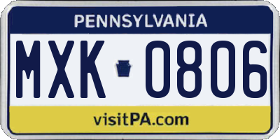 PA license plate MXK0806