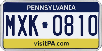 PA license plate MXK0810