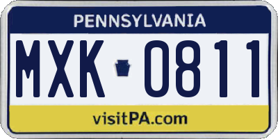 PA license plate MXK0811