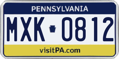 PA license plate MXK0812