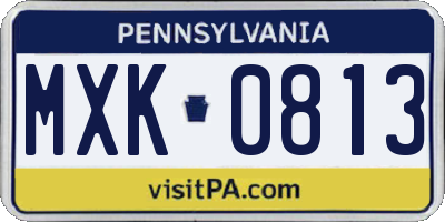 PA license plate MXK0813