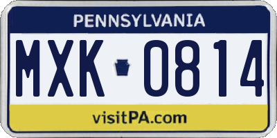 PA license plate MXK0814