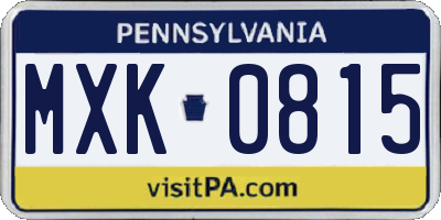 PA license plate MXK0815