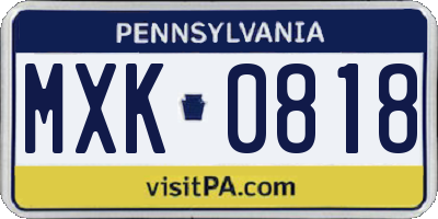 PA license plate MXK0818