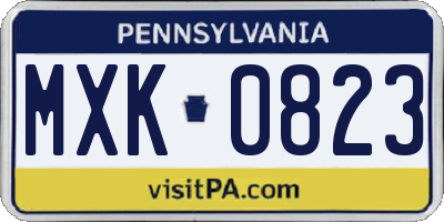 PA license plate MXK0823