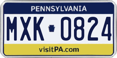 PA license plate MXK0824