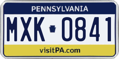 PA license plate MXK0841
