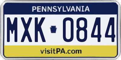 PA license plate MXK0844